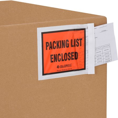 GLOBAL INDUSTRIAL Full Face Envelopes, Packing List Enclosed, 5-1/2Wx4-1/2L, Orange, 500PK 354718